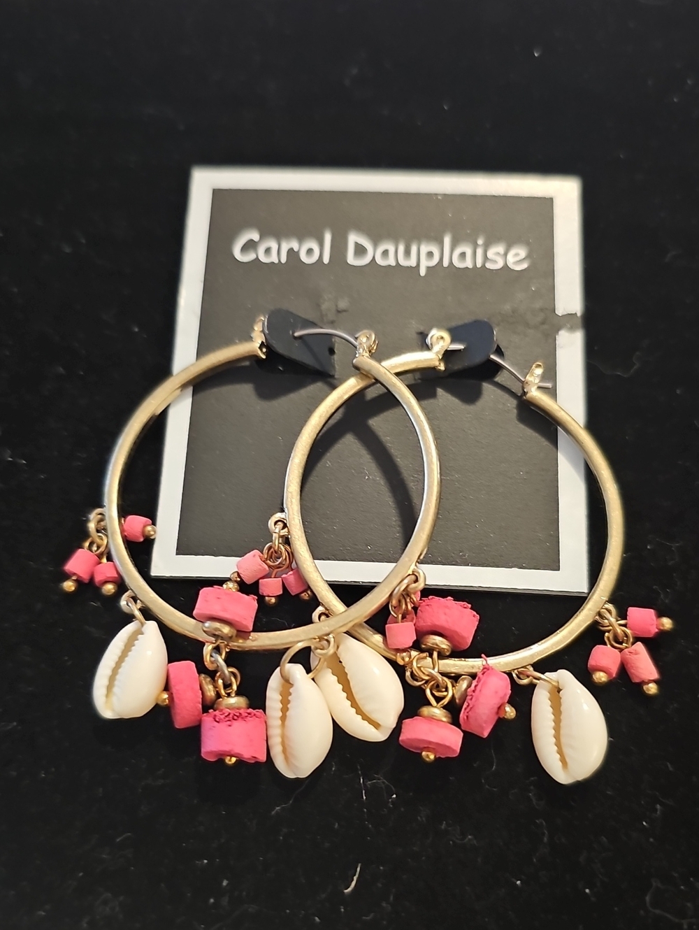 Pink Shell Charm Hoop Earrings for Kids
